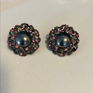 Elegant Silver and Pink clip on Earrings